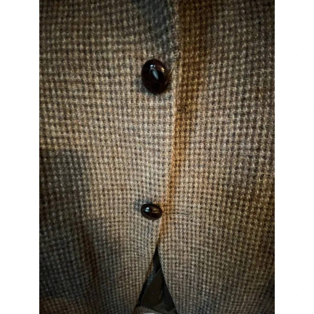 Vintage Stafford Men's Brown Tweed Wool Houndstooth Sport Coat 2-Button Notch